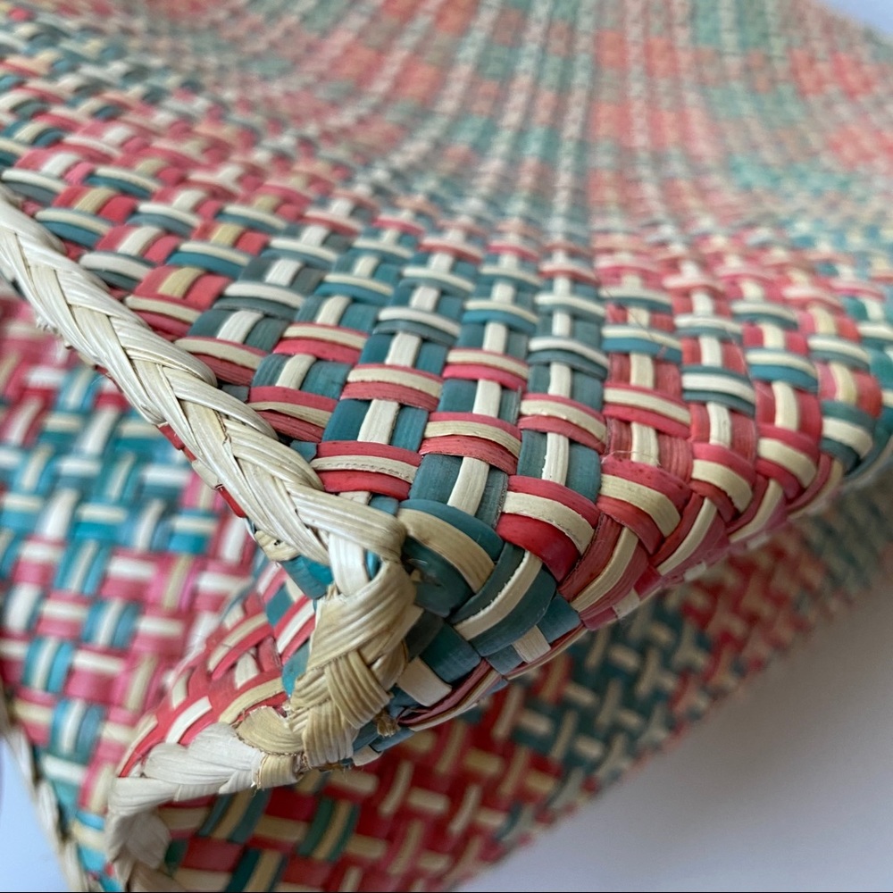 Vintage Woven Straw Tote Market Bag - Picture 6 of 11